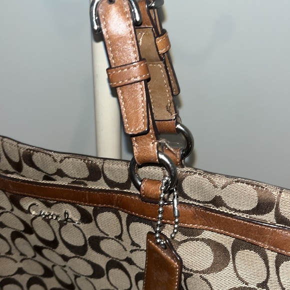 large brown monogram COACH tote, gently used very good condition - Picture 7 of 17